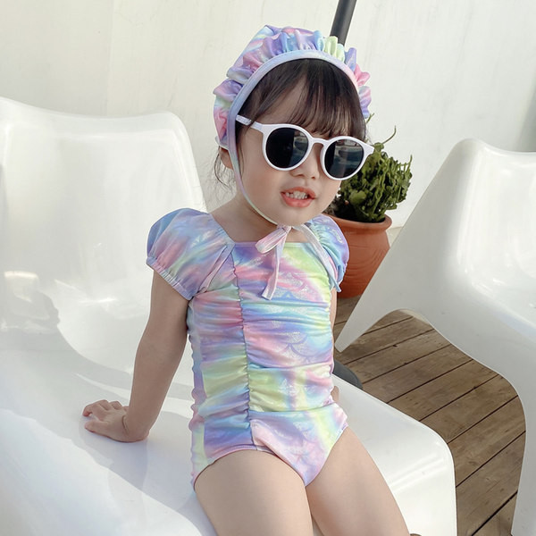 Teljes fürdőruha lányoknak irizáló színekben