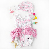 Csíkos gyerek fürdőruha szalagokkal lányoknak