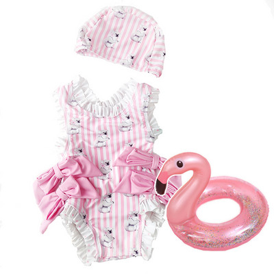 Csíkos gyerek fürdőruha szalagokkal lányoknak