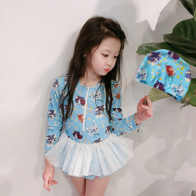 Παιδικό μαγιό με φερμουάρ και τούλι σε πολλά χρώματα