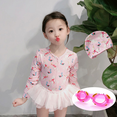 Παιδικό μαγιό με φερμουάρ και τούλι σε πολλά χρώματα