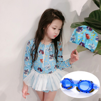 Παιδικό μαγιό με φερμουάρ και τούλι σε πολλά χρώματα