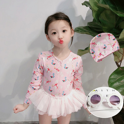 Παιδικό μαγιό με φερμουάρ και τούλι σε πολλά χρώματα