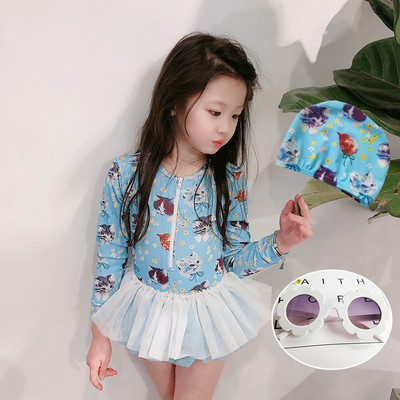 Παιδικό μαγιό με φερμουάρ και τούλι σε πολλά χρώματα