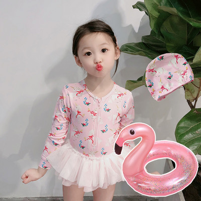 Παιδικό μαγιό με φερμουάρ και τούλι σε πολλά χρώματα