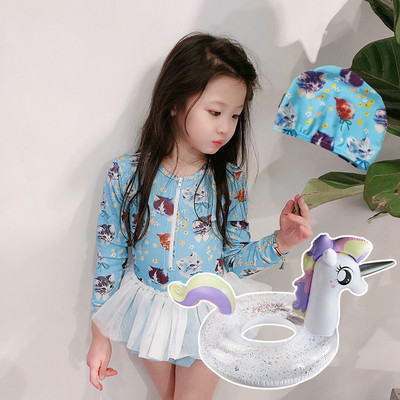 Παιδικό μαγιό με φερμουάρ και τούλι σε πολλά χρώματα