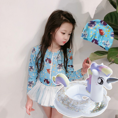 Παιδικό μαγιό με φερμουάρ και τούλι σε πολλά χρώματα