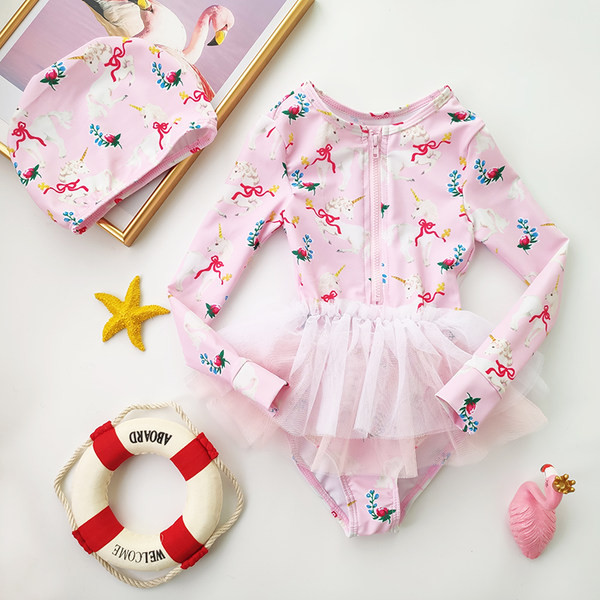 Παιδικό μαγιό με φερμουάρ και τούλι σε πολλά χρώματα