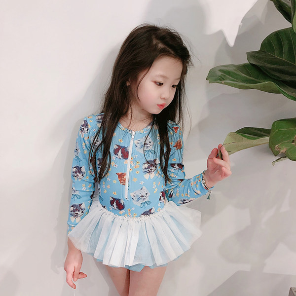 Παιδικό μαγιό με φερμουάρ και τούλι σε πολλά χρώματα