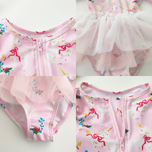 Παιδικό μαγιό με φερμουάρ και τούλι σε πολλά χρώματα