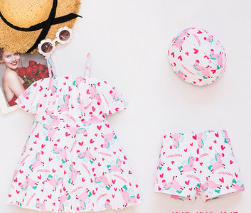 Gyermek fürdőruha lányoknak színes nyomattal - készlet