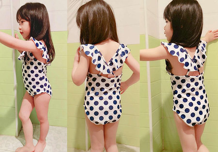 Pöttyös gyermek fürdőruha lányoknak