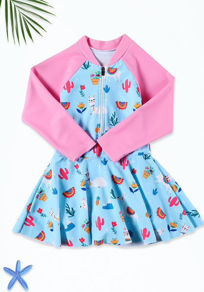 Színes, cipzáros gyerek fürdőruha lányoknak