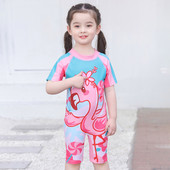 Ολόσωμο παιδικό μαγιό με πολύχρωμη απλικέ για κορίτσια