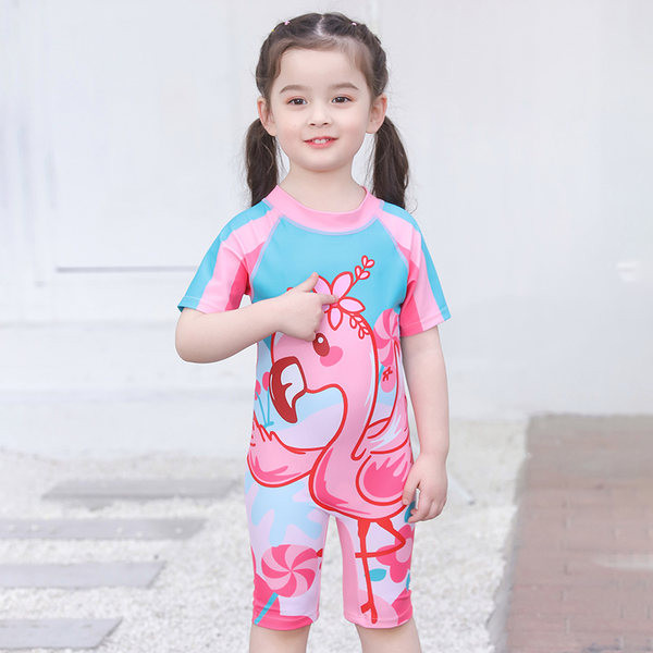 Ολόσωμο παιδικό μαγιό με πολύχρωμη απλικέ για κορίτσια