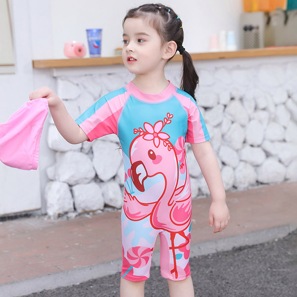 Ολόσωμο παιδικό μαγιό με πολύχρωμη απλικέ για κορίτσια