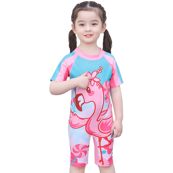 Ολόσωμο παιδικό μαγιό με πολύχρωμη απλικέ για κορίτσια