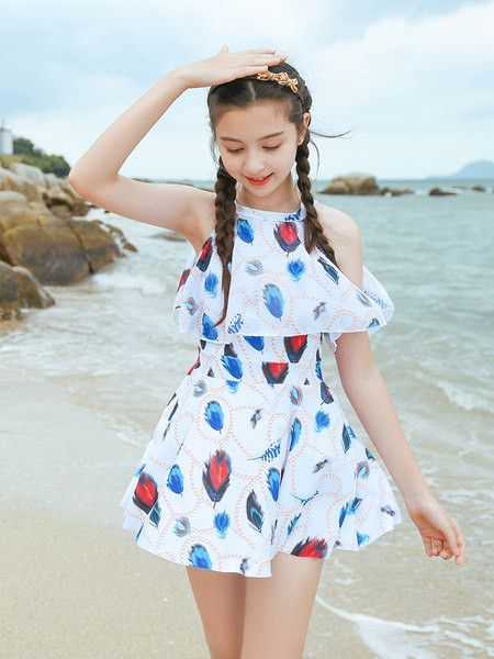 Egész gyermek fürdőruha rátéttel