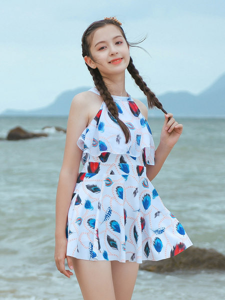 Egész gyermek fürdőruha rátéttel