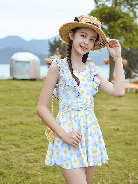 Uus mudel kõik laste lillemustriga ujumisriided tüdrukutele