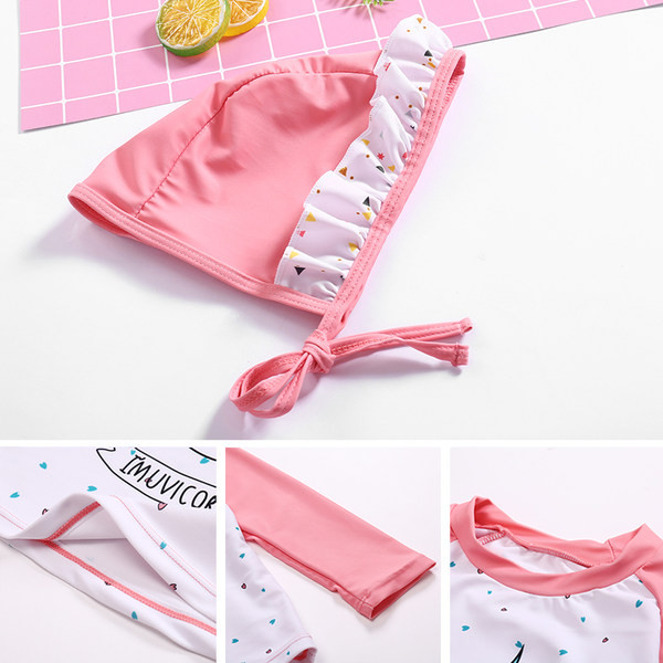 Rózsaszín rátéttel ellátott gyerek fürdőruha