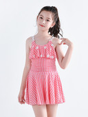 Gyermek kockás fürdőruha pántokkal gyerekeknek