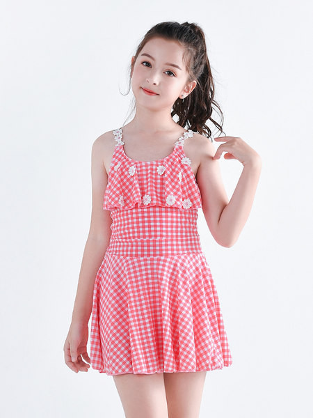 Gyermek kockás fürdőruha pántokkal gyerekeknek