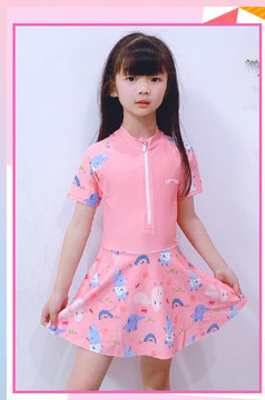 Μοντέρνο παιδικό ολόσωμο μαγιό με φερμουάρ για κορίτσια