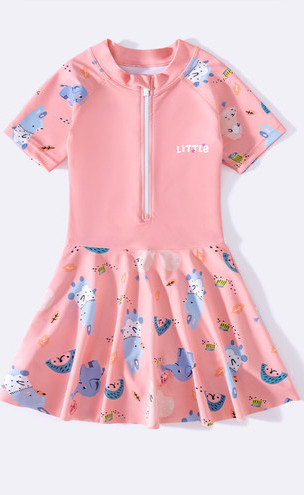 Μοντέρνο παιδικό ολόσωμο μαγιό με φερμουάρ για κορίτσια