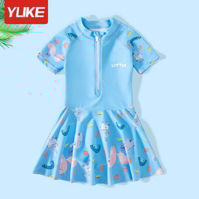 Μοντέρνο παιδικό ολόσωμο μαγιό με φερμουάρ για κορίτσια