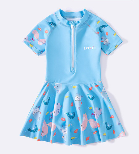 Μοντέρνο παιδικό ολόσωμο μαγιό με φερμουάρ για κορίτσια