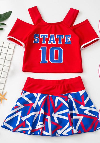 Lányoknak készült fürdőruha két részből, felirattal