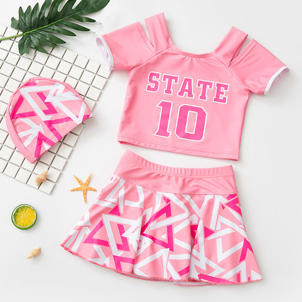 Lányoknak készült fürdőruha két részből, felirattal