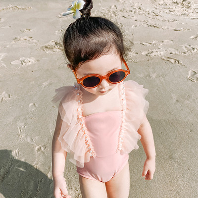 Παιδικό μαγιό σε τρία χρώματα με κορδέλα και τούλι