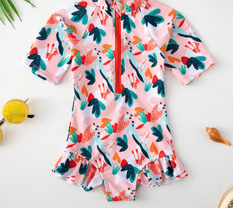 Παιδικό πλήρες μαγιό με φερμουάρ για κορίτσια