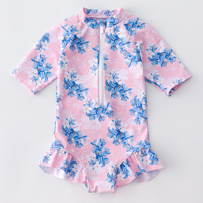 Παιδικό πλήρες μαγιό με φερμουάρ για κορίτσια