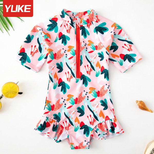 Παιδικό πλήρες μαγιό με φερμουάρ για κορίτσια