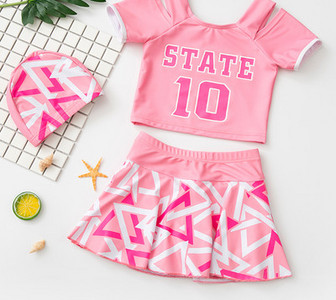 Gyermek fürdőruha lány hasított szoknya közepes gyermek fürdőruha 2021 lány aranyos hercegnő baba meleg tavaszi fürdőruha