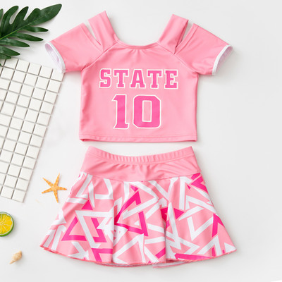 Gyermek fürdőruha lány hasított szoknya közepes gyermek fürdőruha 2021 lány aranyos hercegnő baba meleg tavaszi fürdőruha