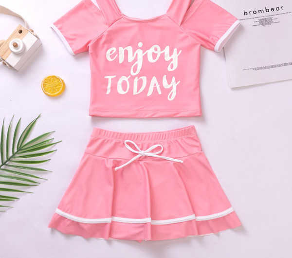 Gyermek fürdőruha lány hasított szoknya közepes gyermek fürdőruha 2021 lány aranyos hercegnő baba meleg tavaszi fürdőruha