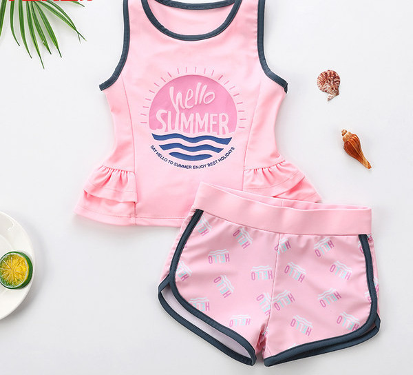 Új modell gyerek fürdőruha lányoknak - két részből áll