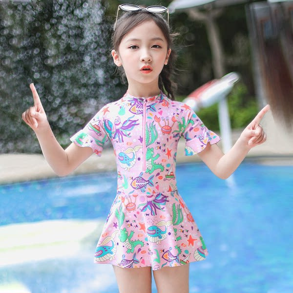 Νέο μοντέλο παιδικά μαγιό με πολύχρωμη απλικέ για κορίτσια