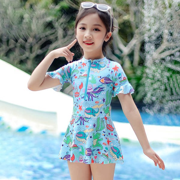 Νέο μοντέλο παιδικά μαγιό με πολύχρωμη απλικέ για κορίτσια