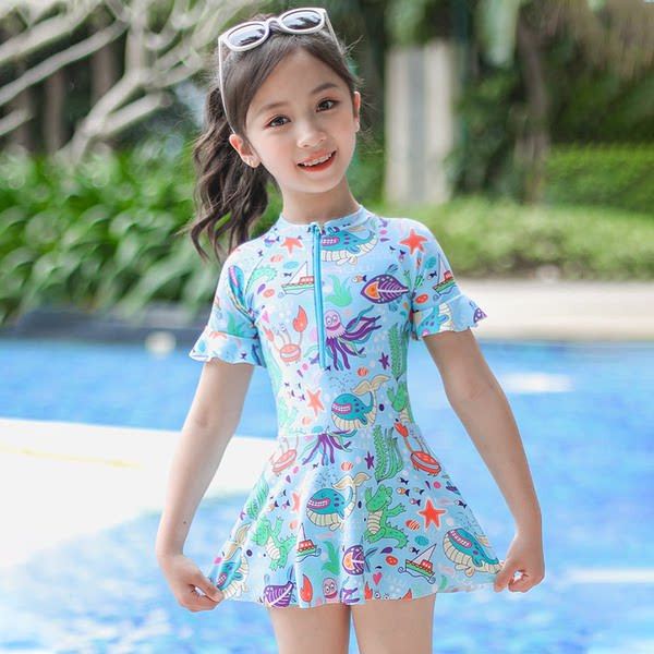 Νέο μοντέλο παιδικά μαγιό με πολύχρωμη απλικέ για κορίτσια