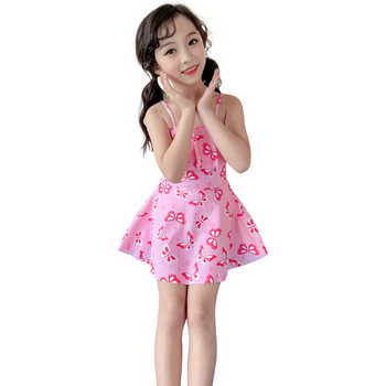 Модерен детски бански костюм с щампа за момичета