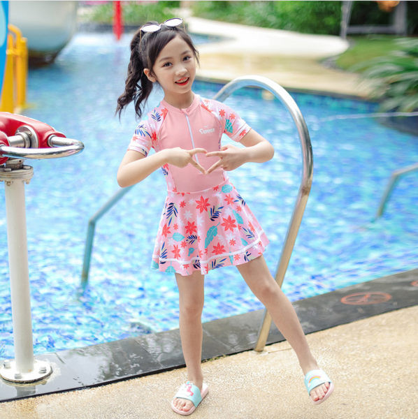 Παιδικό Ολόσωμο μαγιό με φερμουάρ για κορίτσια