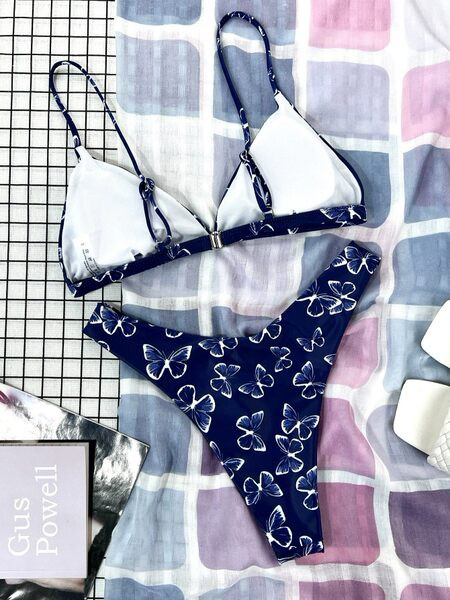 Női fürdőruha kék színben, vékony pánttal