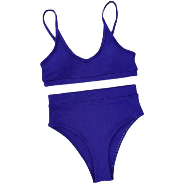 Modern női egyszínű fürdőruha két részből áll