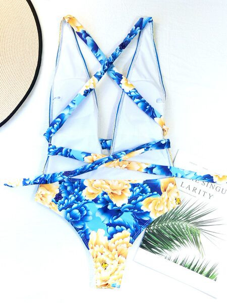 Női teljes fürdőruha mély nyakkivágással