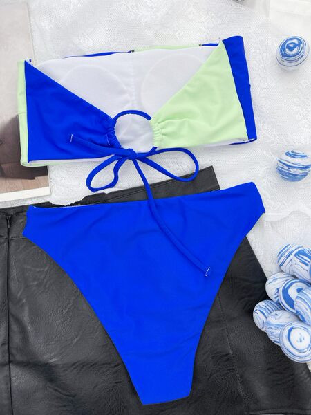 Női fürdőruha két részből áll - felső típusú pánt és magas derék alsó